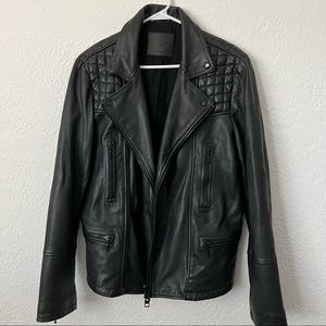 AllSaints black men's "Catch" biker leather jacket